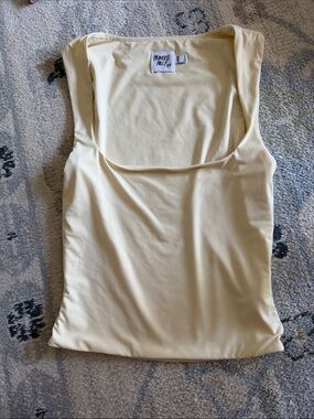 Princess Polly Pale Yellow Square Neck Tank